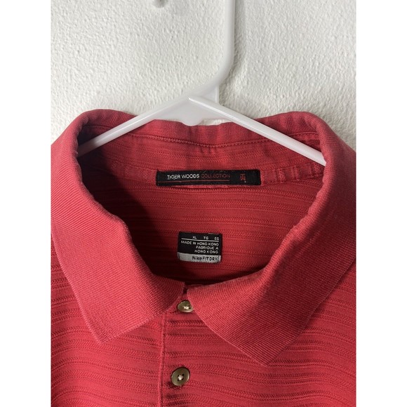 Nike Golf Tiger Woods Collection Polo Shirt Dri Fit Red Striped Mens Size XL - Picture 7 of 16